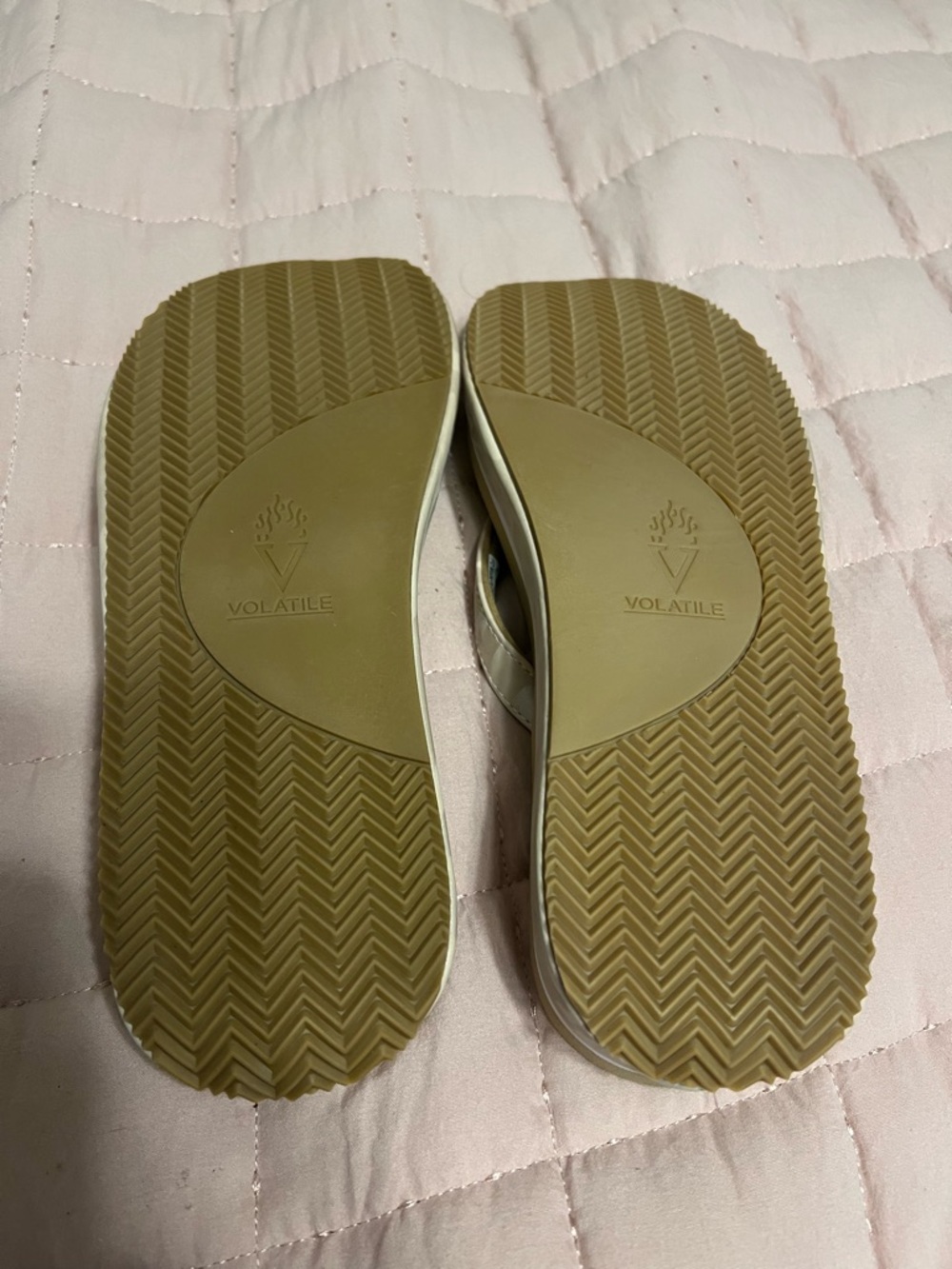 Women's Beige Platform Flip Flop Sandals - Lightweight Neutral Comfort - Picture 6 of 6